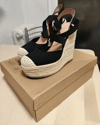 Sandalias de cuña alta de cáñamo mujer talla 38-39