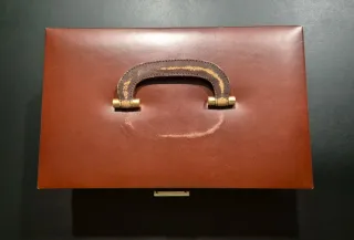 Joyero caja decorativa marrón efecto cuero