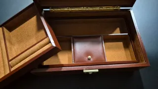 Joyero caja decorativa marrón efecto cuero