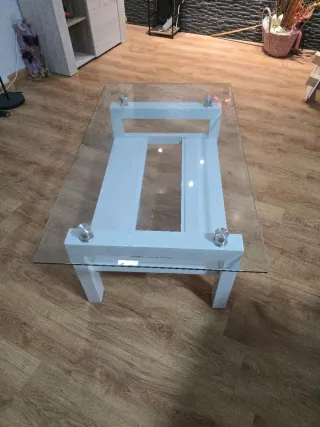 Mesa de centro cristal y madera