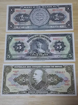 Lote Billetes Cuba, México, Brasil