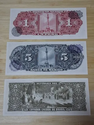 Lote Billetes Cuba, México, Brasil