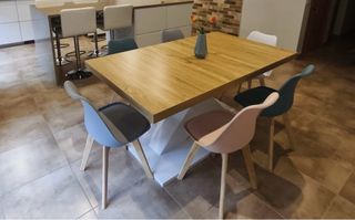 Mesa comedor + 6 sillas nórdicas madera