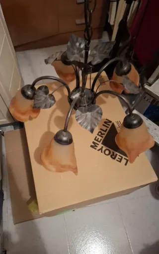 Lámpara de techo cristal y metal