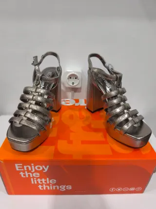 Sandalias de Plataforma Plateadas