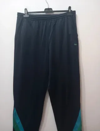 Pantaloni tuta Fila blu marino con bande verdi