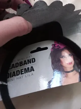 Cerchietto con cappello strega viola e nero