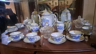 Juego de café porcelana y cristal