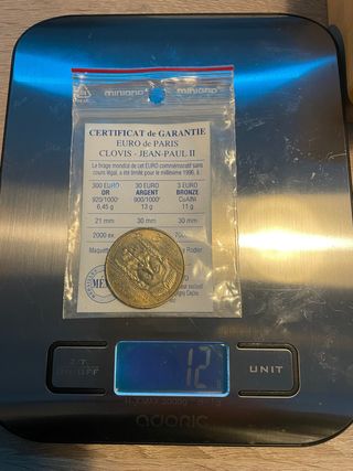 Moneda 3€ Bronce París Clovis Jean-Paul II