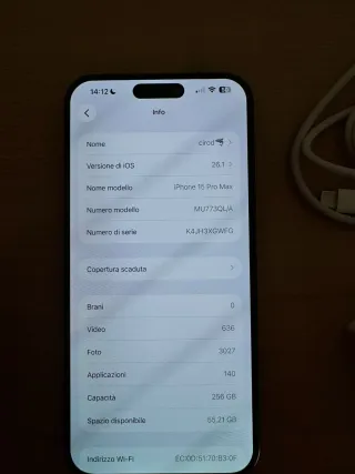 iPhone 15 Pro Max 256GB Grigio Siderale