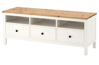 Mueble TV blanco y madera clara