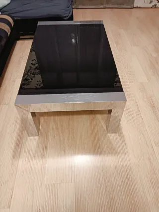 Mesa de centro cristal y metal