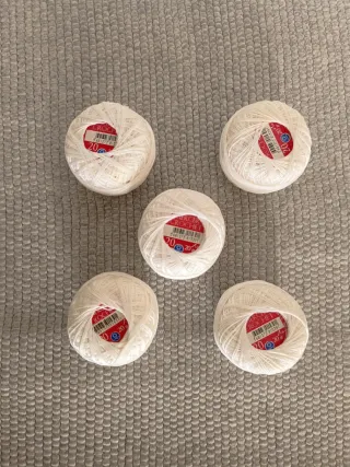 5 Novelos Linha Mercer Crochet N° 20 branca