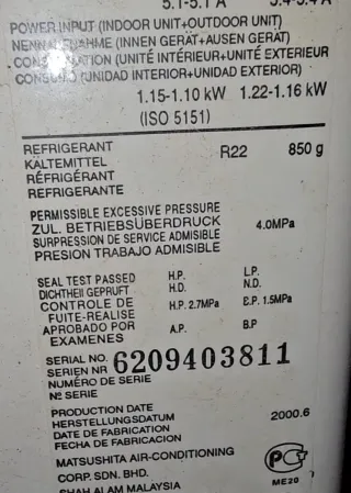 Aire acondicionado Panasonic urge vender