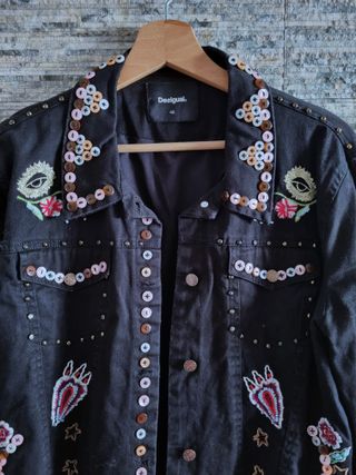 Chaqueta Desigual Negra Talla 46 Bordada