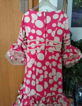 Vestido flamenca rosa chicle y lunares bla