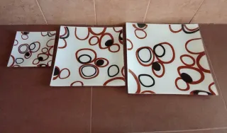 Set de 3 platos de vidrio decorativos