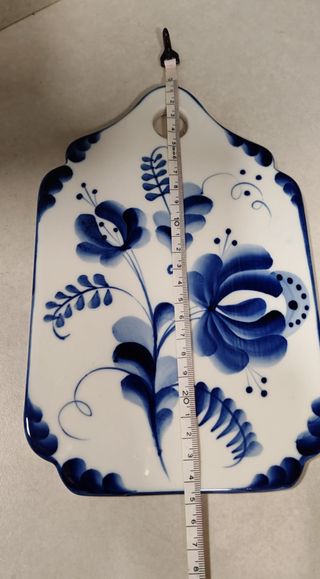 Tabla Cerámica Rusa Gzhel Pintada Mano