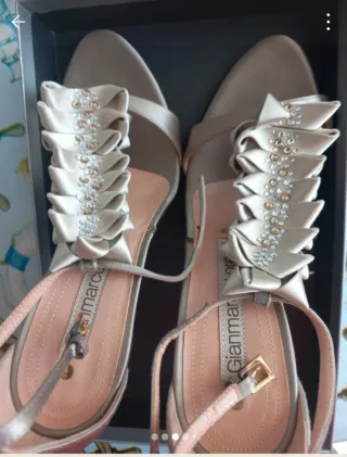 Sandalias de tacón de fiesta, raso y pedreria