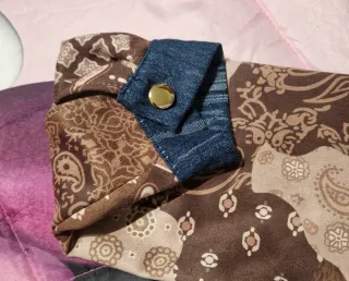 Giubbino donna patchwork blu e marrone