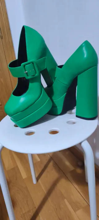 Zapatos verde plataforma