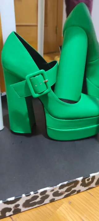 Zapatos verde plataforma