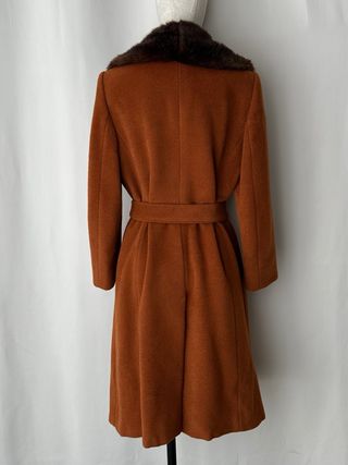 Cappotto in lana mohair con colletto in pelo chic vintage