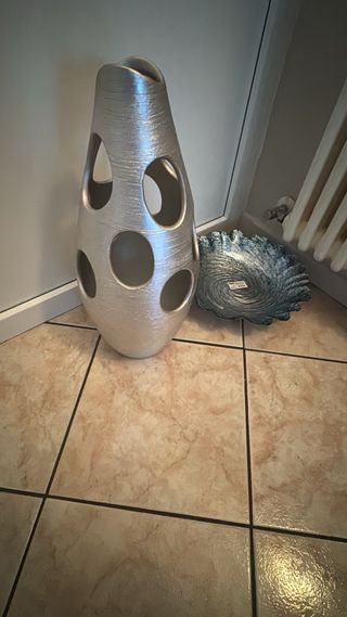 Vaso in terracotta e porta frutta in vetro, nuovi