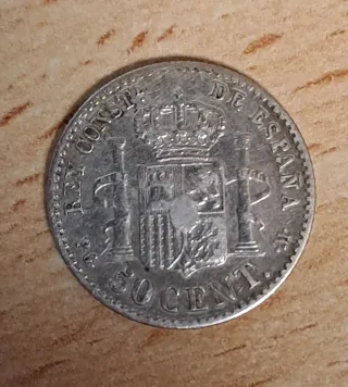 Moneda 50 céntimos Alfonso XIII 1892 Plata