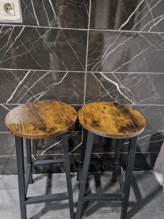 Taburetes Altos Madera y Metal