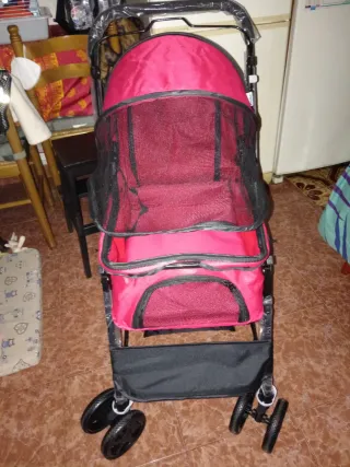 Carro para perros rojo y negro