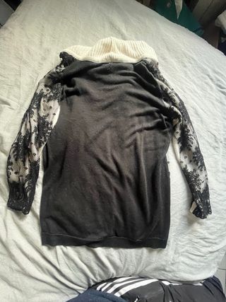 Maglione collo alto pizzo nero e bianco