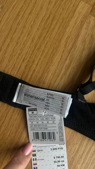 Sujetador tipo top de algodón negro