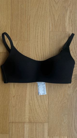 Sujetador tipo top de algodón negro