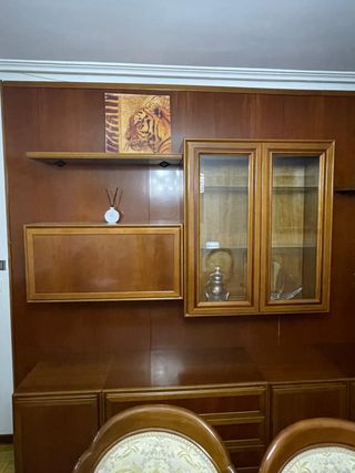 Vitrina de salón madera y cristal