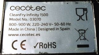 Freidora Cecotec CleanFry Infinity 1500