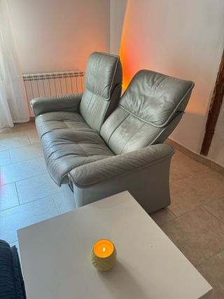 Sofá 2 plazas reclinable gris