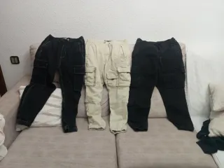 Lote 3 Pantalones Cargo Beige y Negro