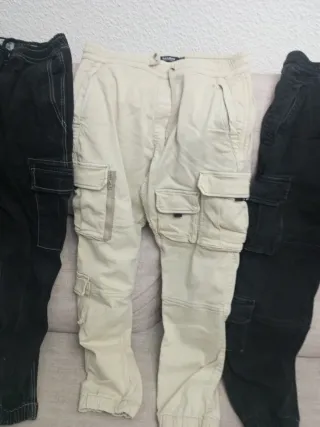 Lote 3 Pantalones Cargo Beige y Negro