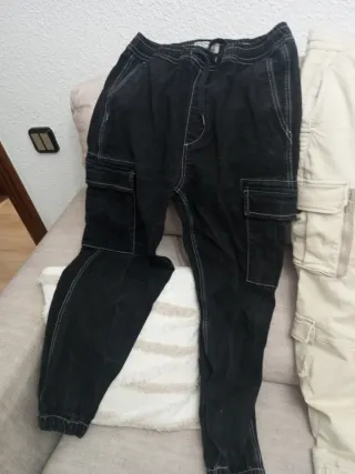 Lote 3 Pantalones Cargo Beige y Negro