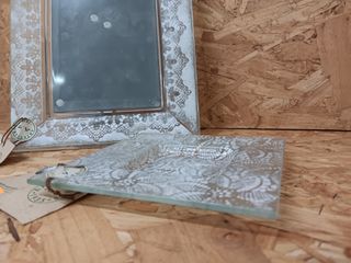 Juego portafotos y bandeja vidrio Arteviares