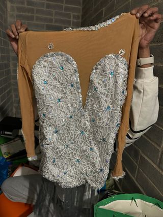 Disfraz Carnaval Beige y Plateado Talla Única