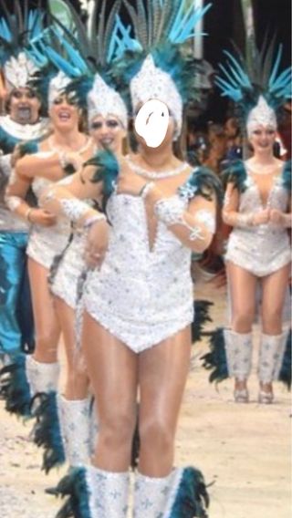 Disfraz Carnaval Beige y Plateado Talla Única