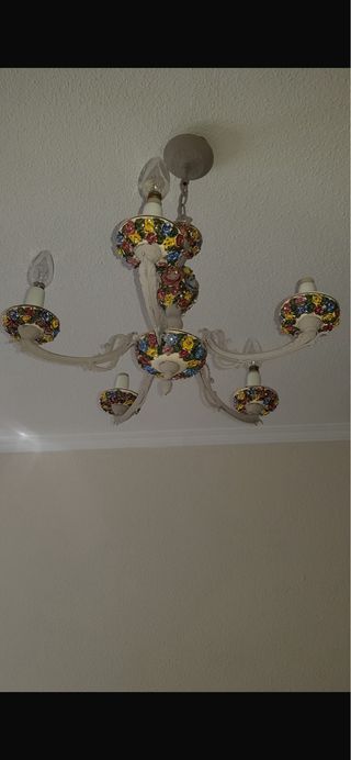 Lámpara antigua flores cerámica