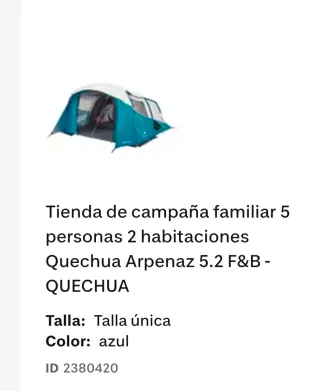 Tienda Campaña Arpenaz 5.2 Fresh&Black