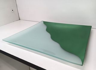 Fuente centro de mesa vidrio verde oliva