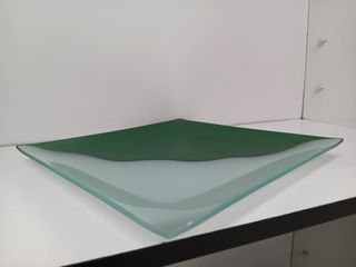 Fuente centro de mesa vidrio verde oliva