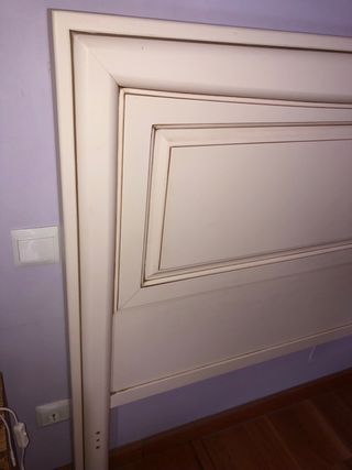 Cabecero de madera maciza blanco hueso
