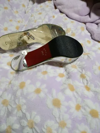 Sandalias verano plateadas transparentes