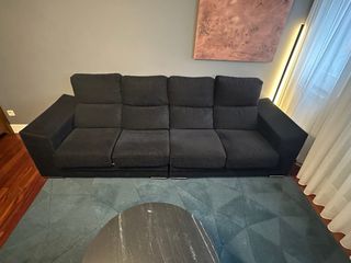 Sofá 4 plazas negro extensible